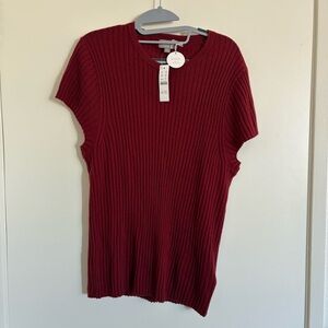 J. Crew Women's Ribbed Featherweight 100% Cashmere Knit Top Deep Red 2XL NWT